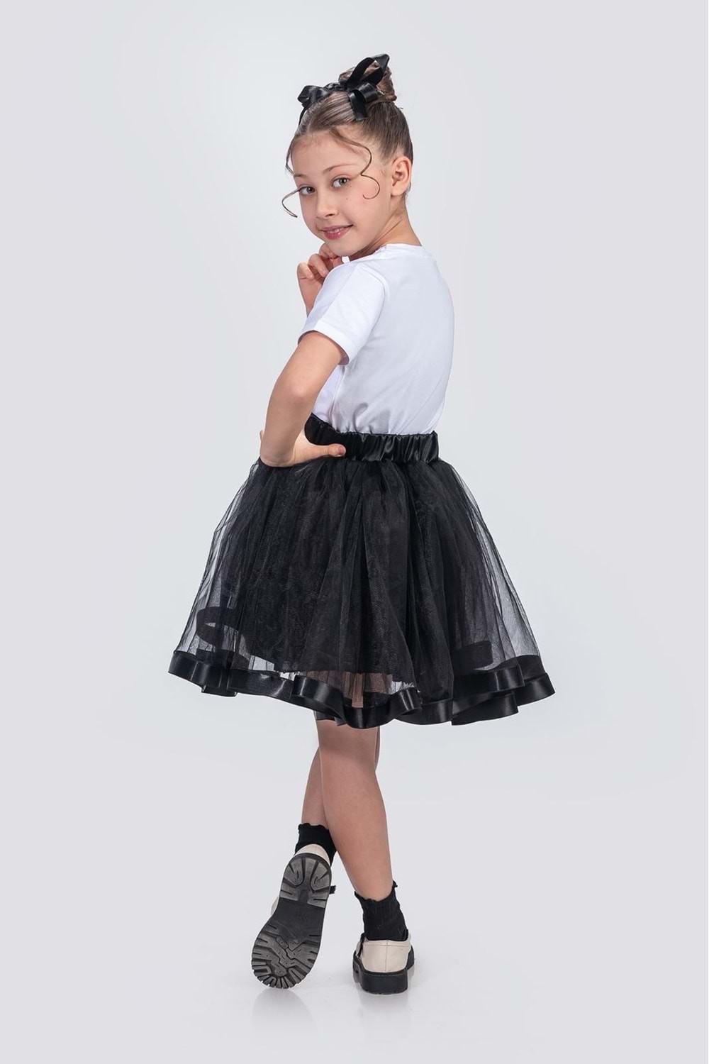 Saten Şeritli Tütü Kız Çocuk Etek M00728