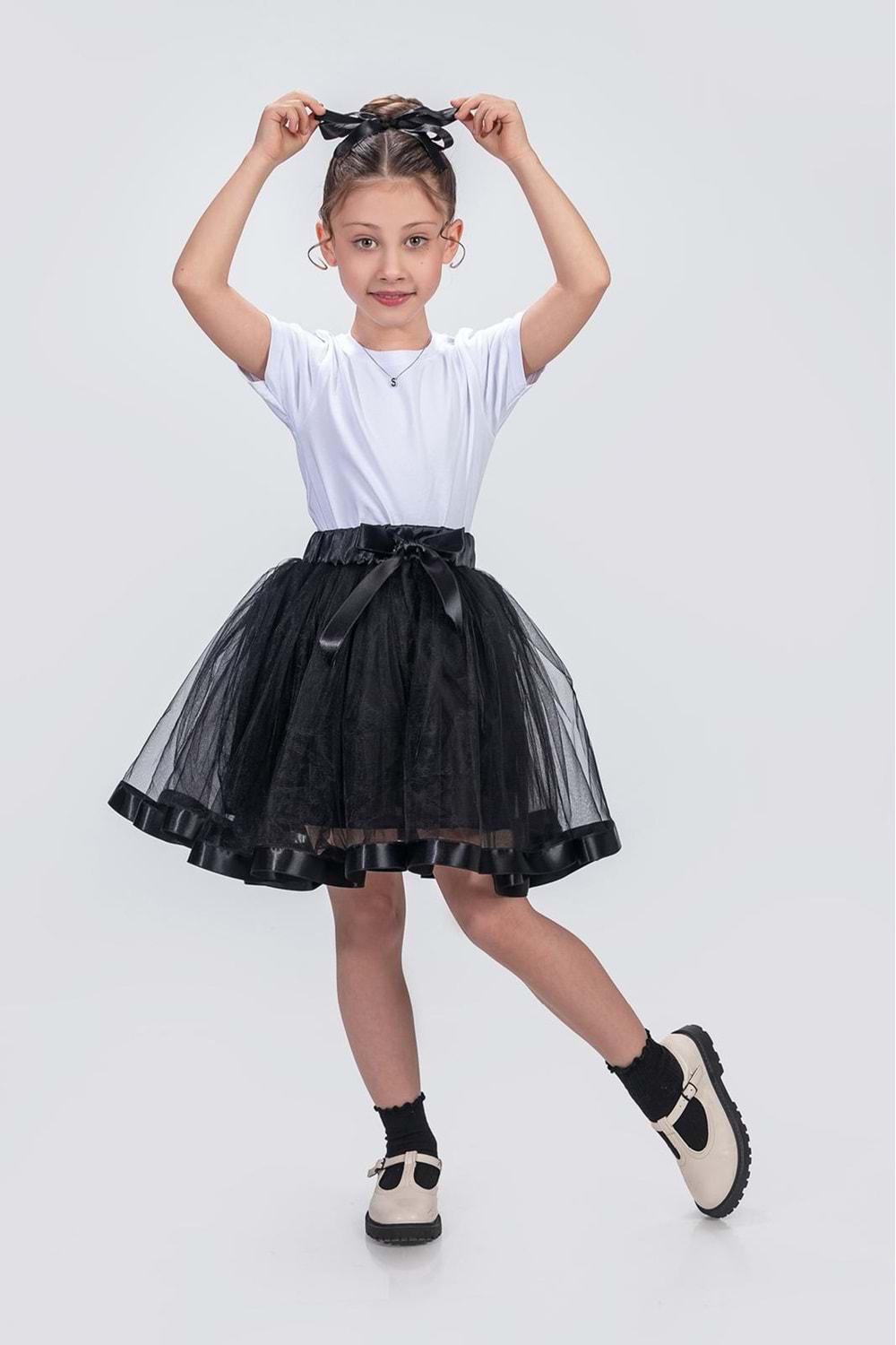 Saten Şeritli Tütü Kız Çocuk Etek M00728