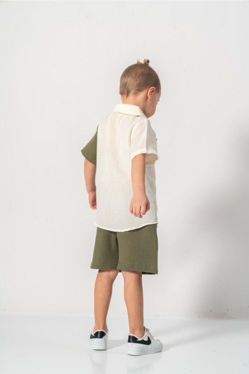 Müslin Kumaş Pamuklu Yazlık Şortlu Erkek Çocuk Takım M00733