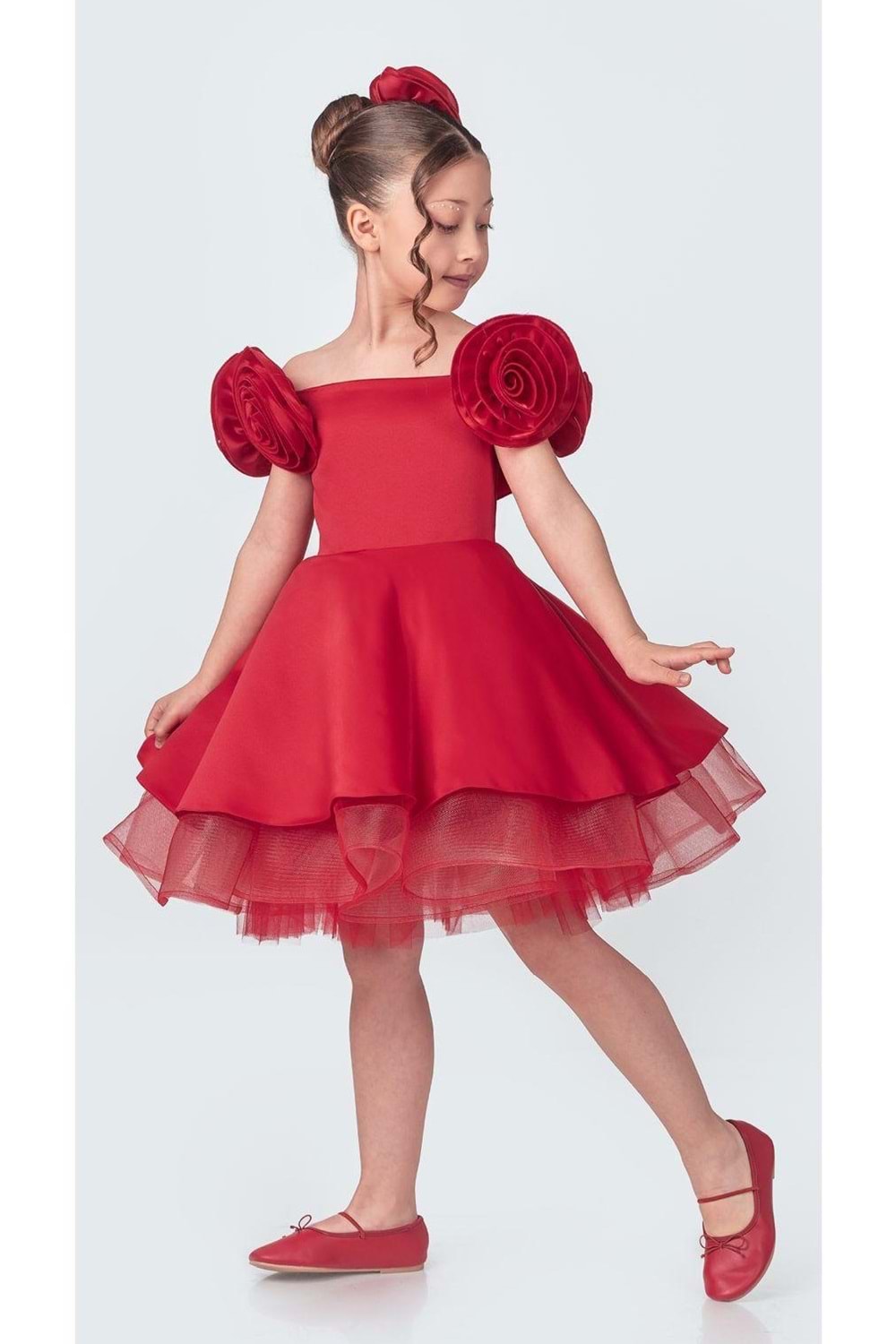 Fanari Krep Saten Gren Destekli Kız Abiye M00735