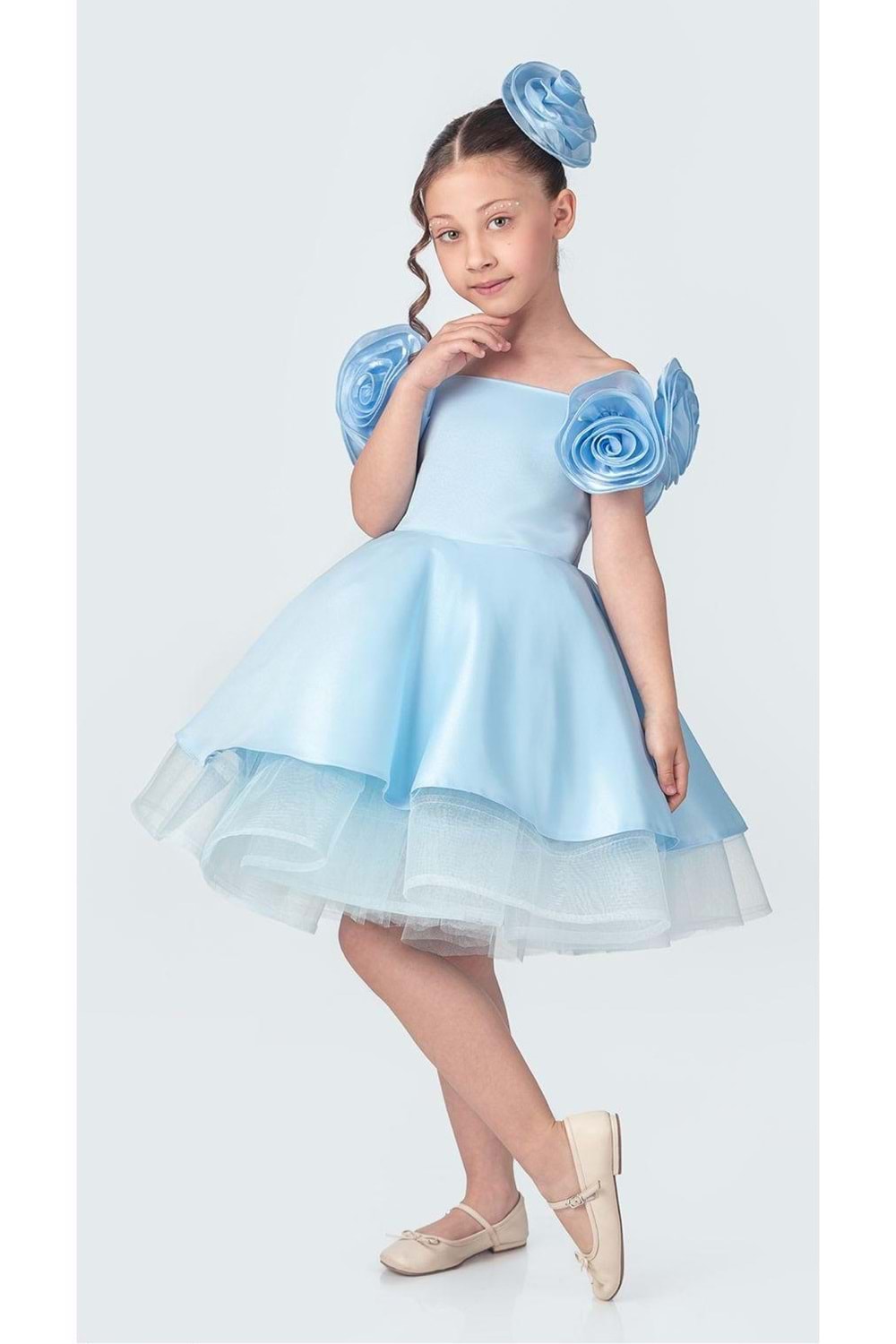 Fanari Krep Saten Gren Destekli Kız Abiye M00735