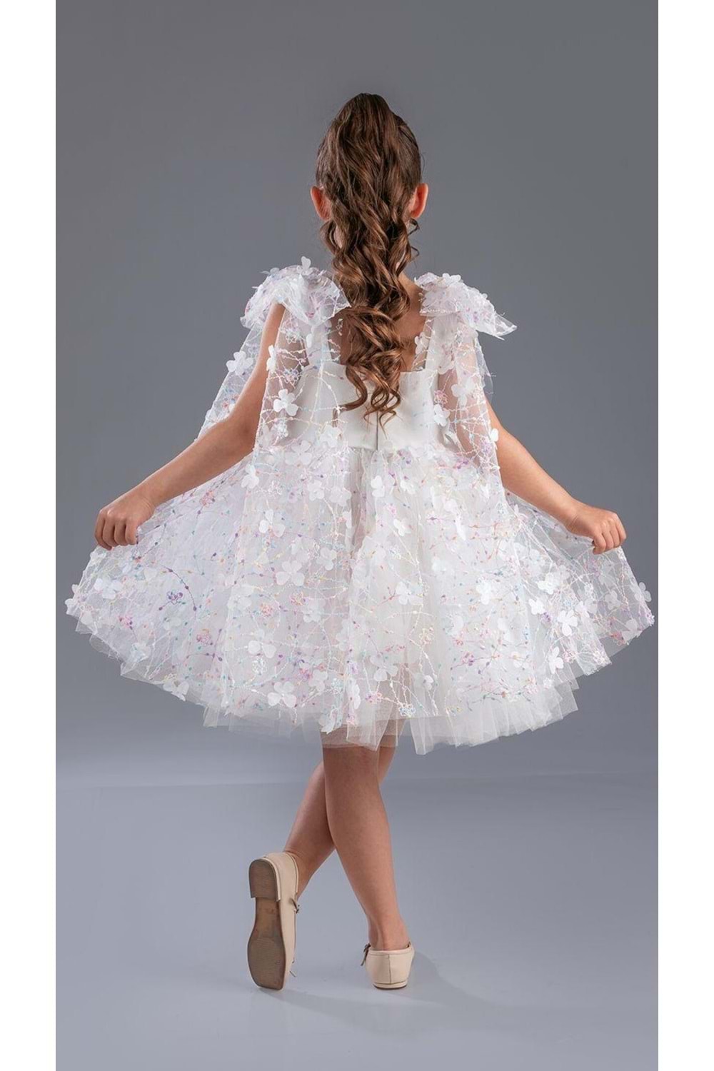 Çiçek Brode Desen İmeros Kız Abiye M00736