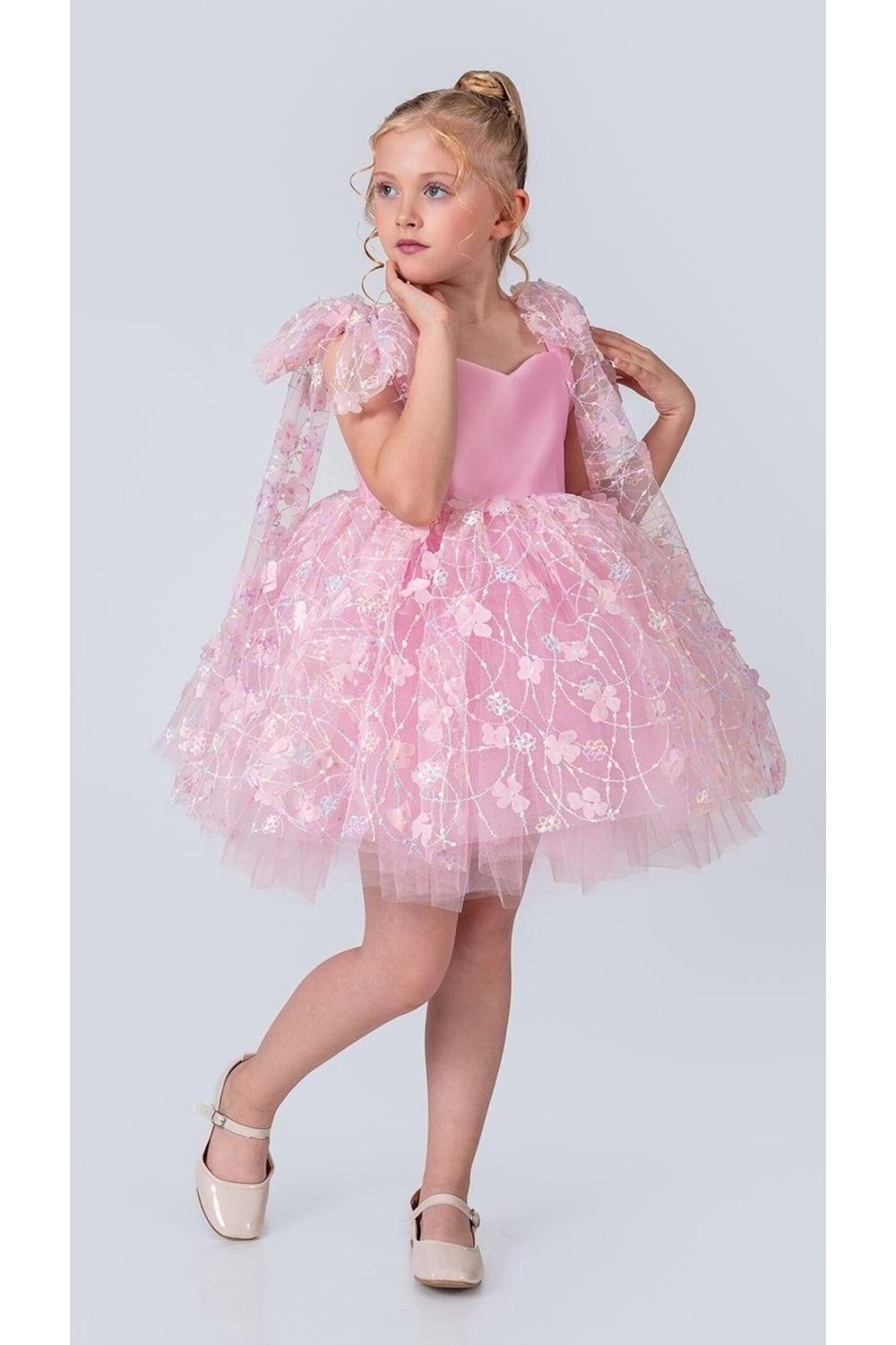 Çiçek Brode Desen İmeros Kız Abiye M00736