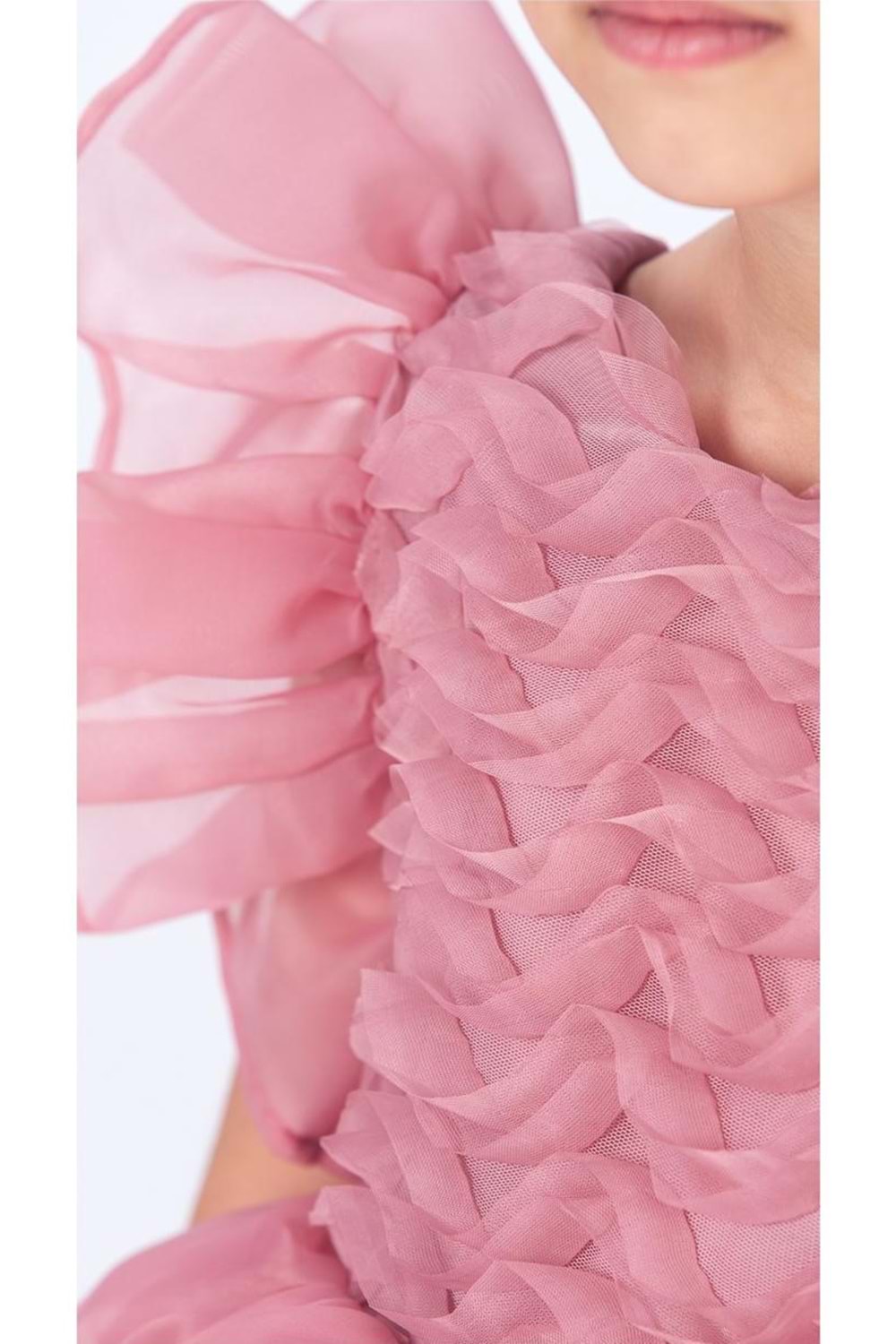 Maronia Kız Çocuk Prenses Model Abiye Elbise - Koyu Pembe M00746