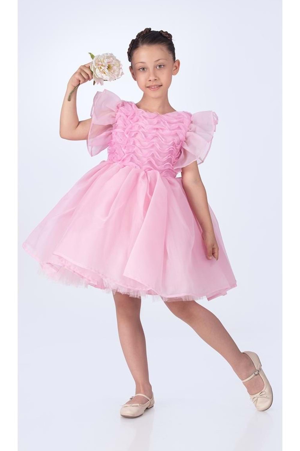 Maronia Kız Çocuk Prenses Model Abiye Elbise - Pembe M00746