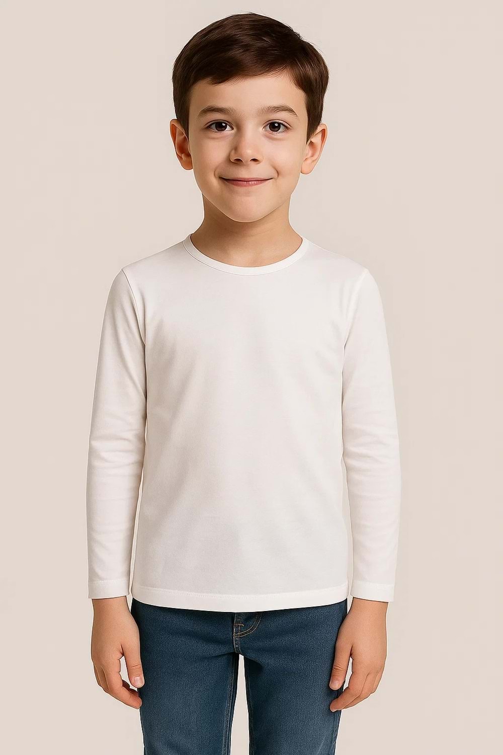 Unisex Çocuk Bisiklet Yaka Uzun Kollu Okul Badi M00748