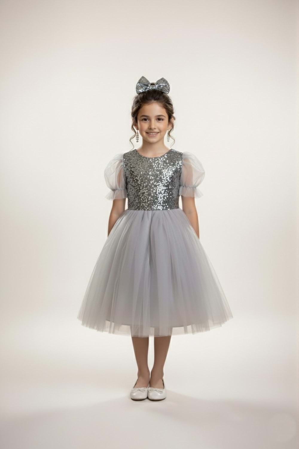 Balon Kol Pul Payet Kız Çocuk Tütü Elbise M00751