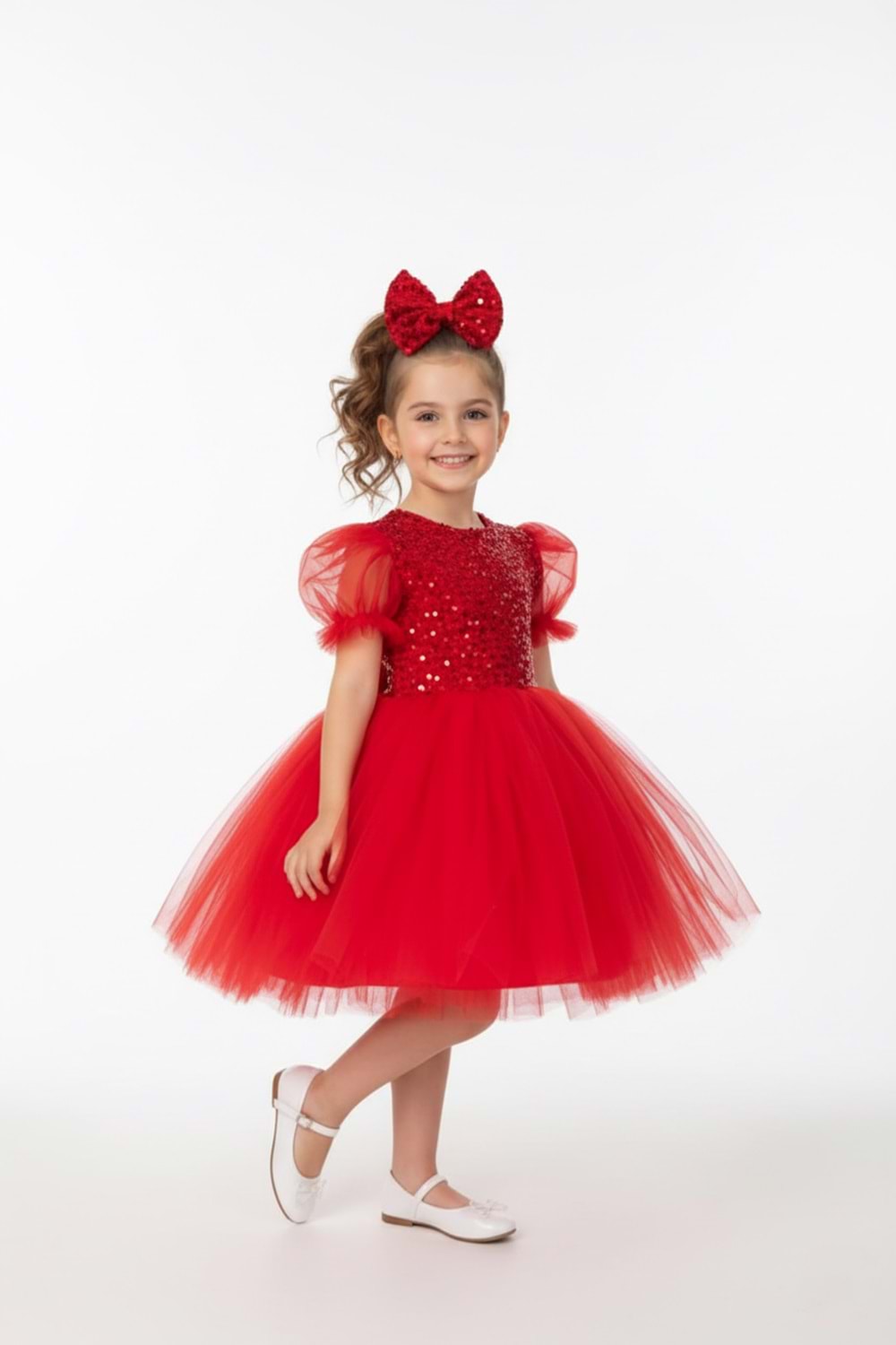 Balon Kol Pul Payet Kız Çocuk Tütü Elbise M00751