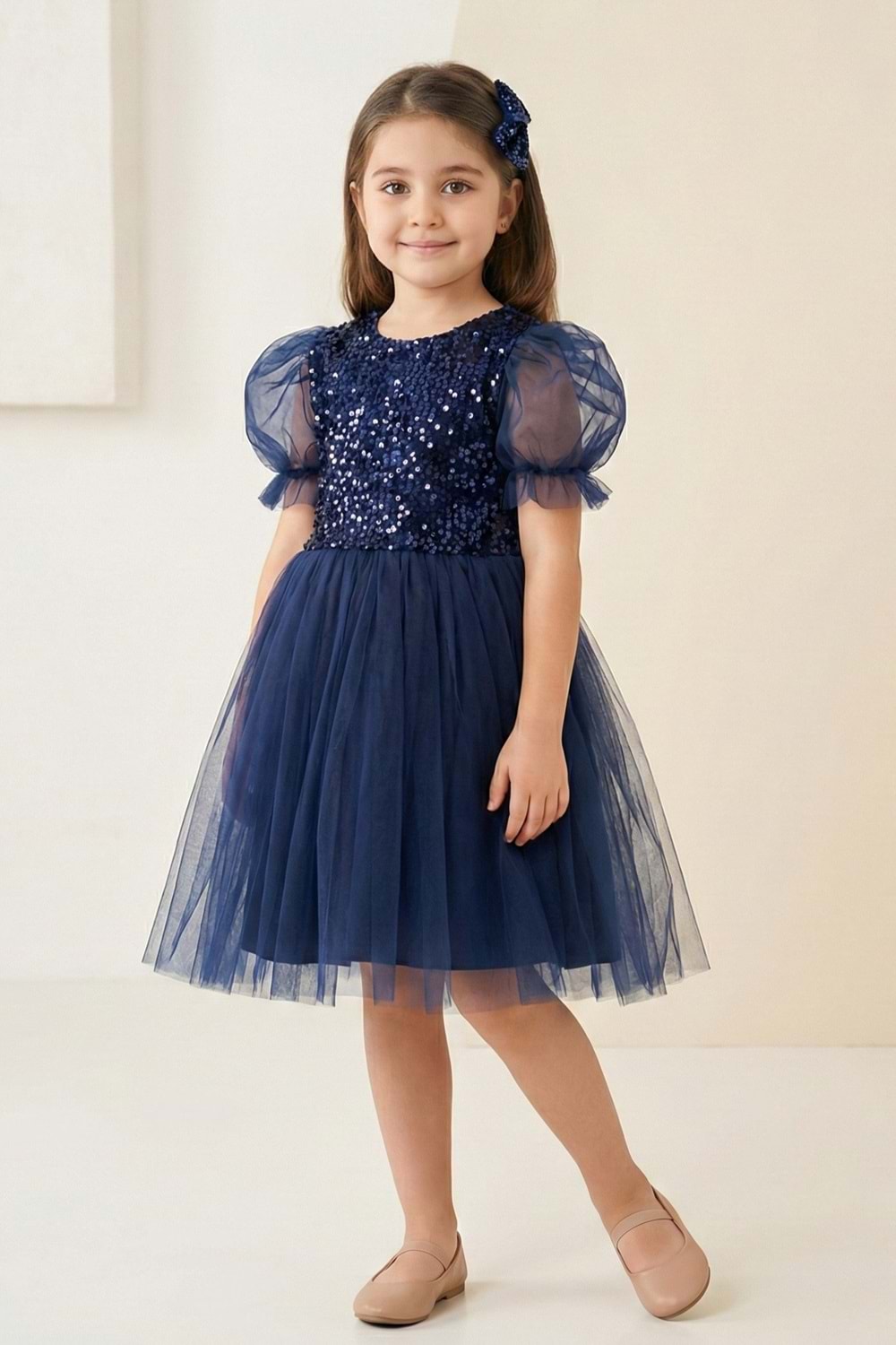 Balon Kol Pul Payet Kız Çocuk Tütü Elbise M00751