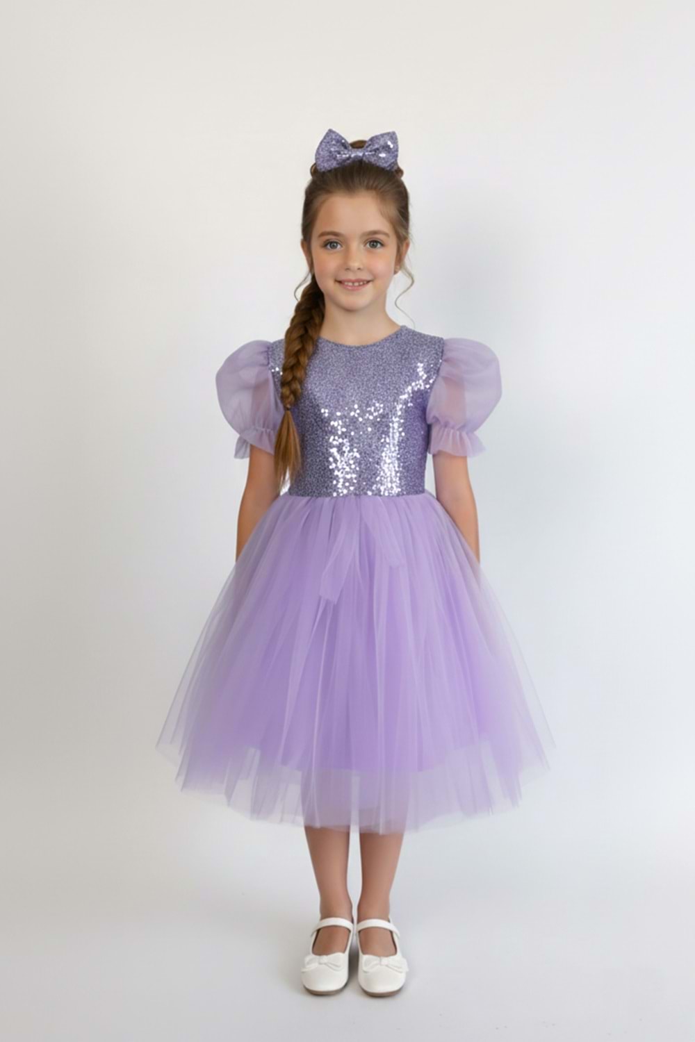 Balon Kol Pul Payet Kız Çocuk Tütü Elbise M00751