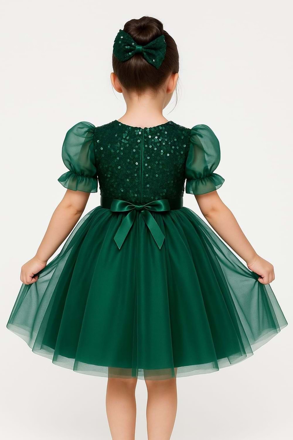 Balon Kol Pul Payet Kız Çocuk Tütü Elbise M00751