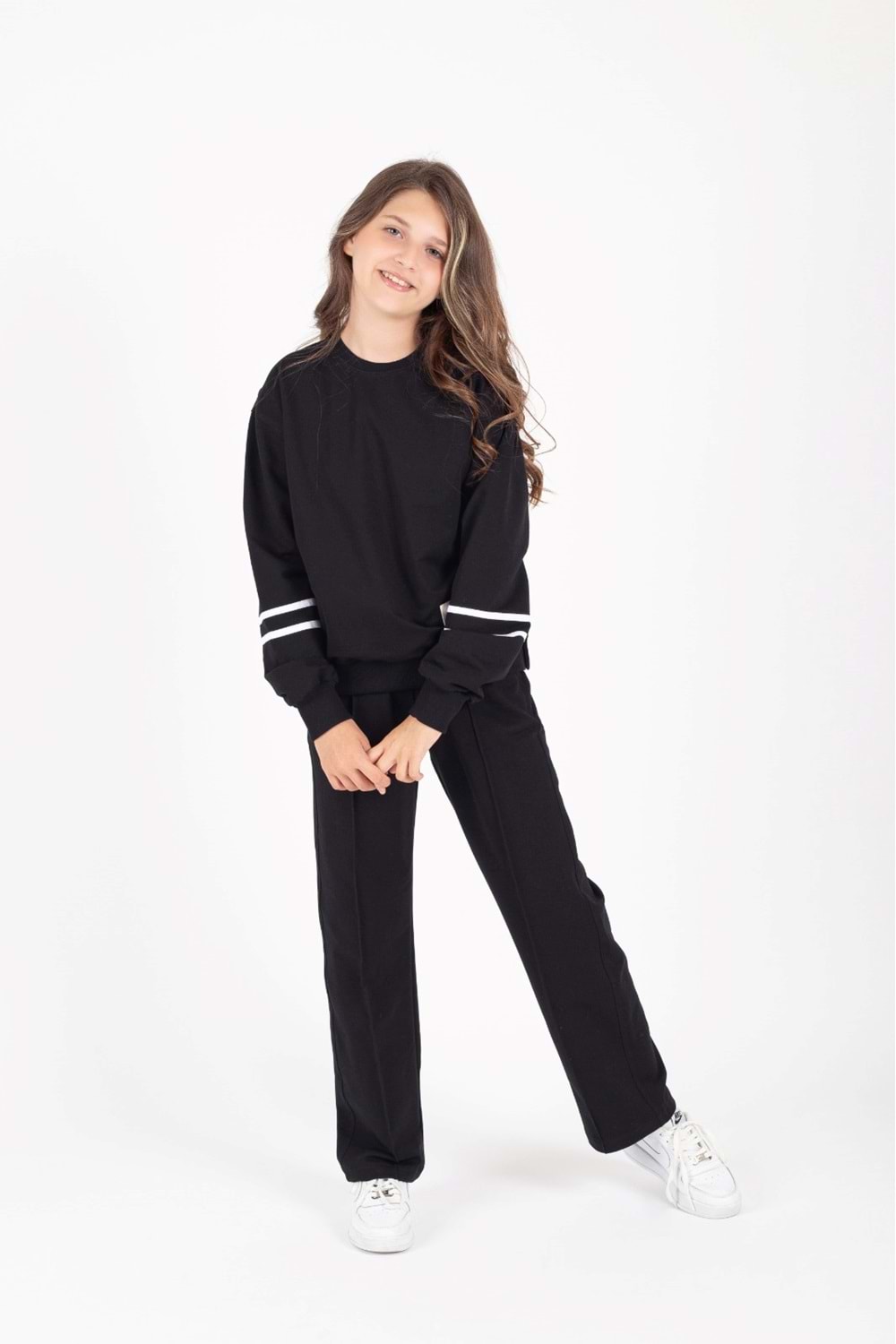 Kız Çocuk Sport Armalı Yan Çıtçıt Detaylı Eşofman Takımı M00759