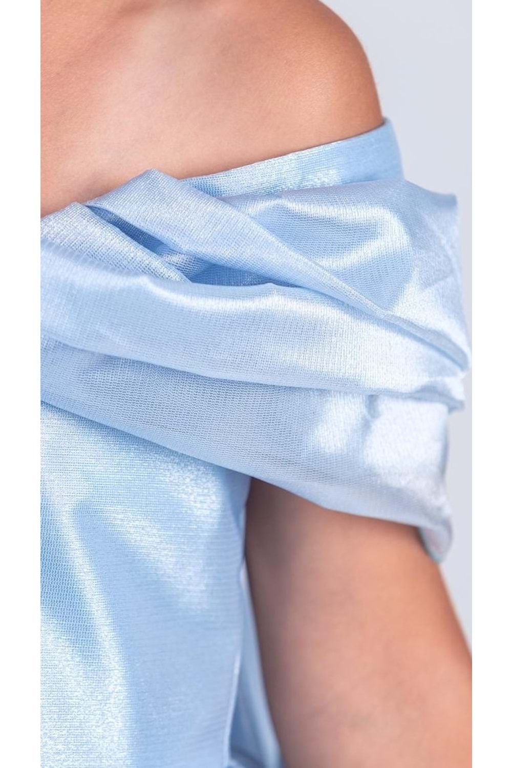 Kız Çocuk Düşük Omuz Detaylı Işıltılı Prenses Elbisesi M00760