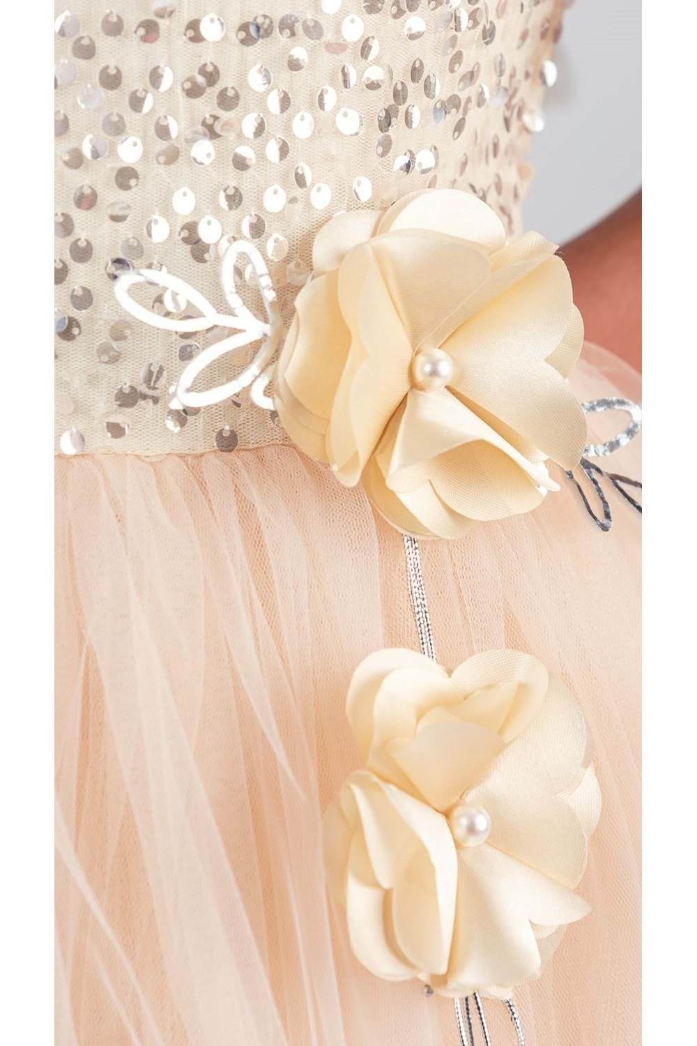 Kız Çocuk Etek Ucu Pullu Venna Abiye Elbise M00761