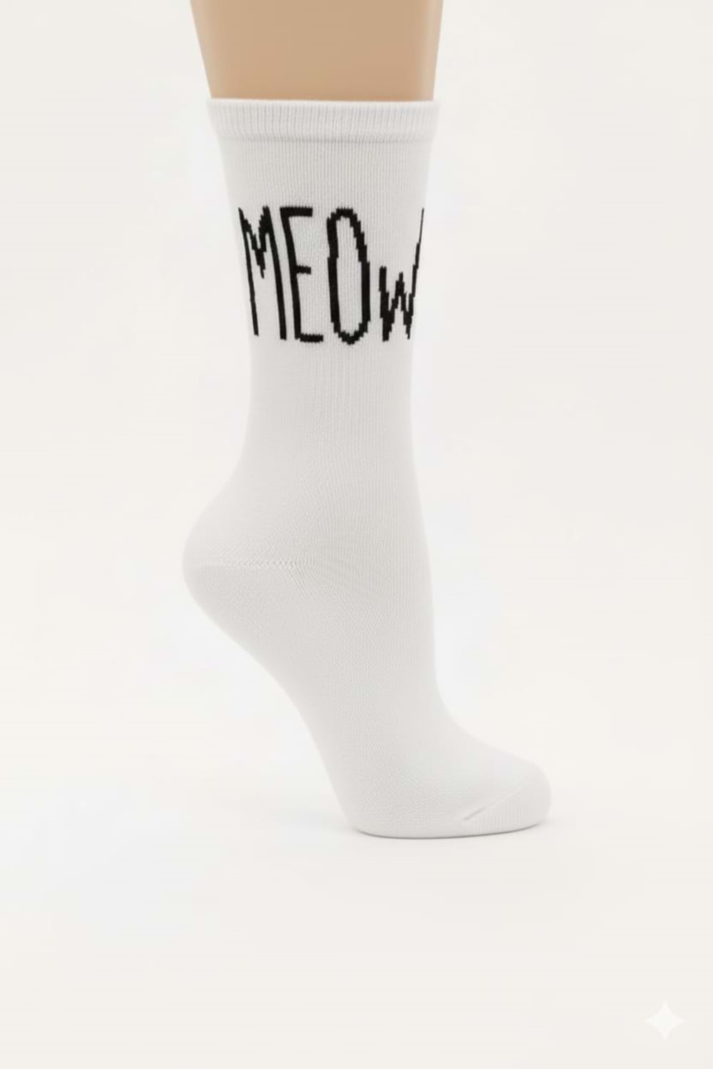 Kız Çocuk MEOW Yazılı Pamuklu Soket Çorap M00762