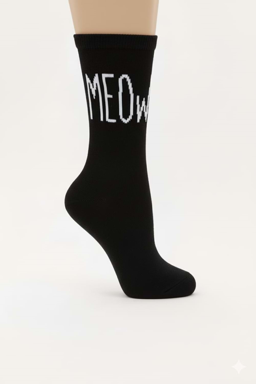 Kız Çocuk MEOW Yazılı Pamuklu Soket Çorap M00762