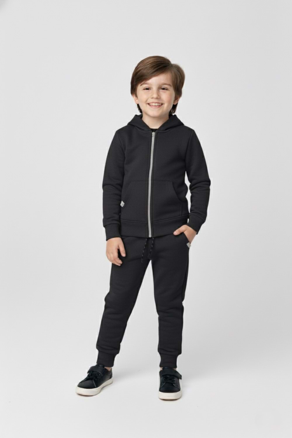 Erkek Çocuk Fermuar Kapamalı Kapüşonlu Mevsimlik Eşofman Takımı M00765