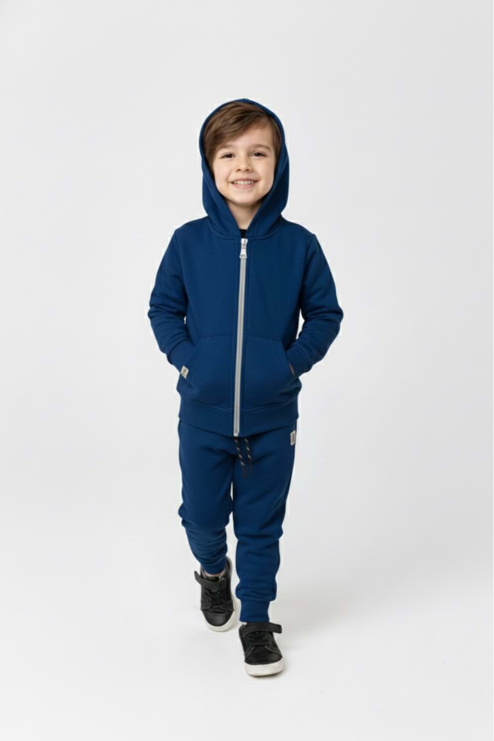 Erkek Çocuk Fermuar Kapamalı Kapüşonlu Mevsimlik Eşofman Takımı M00765