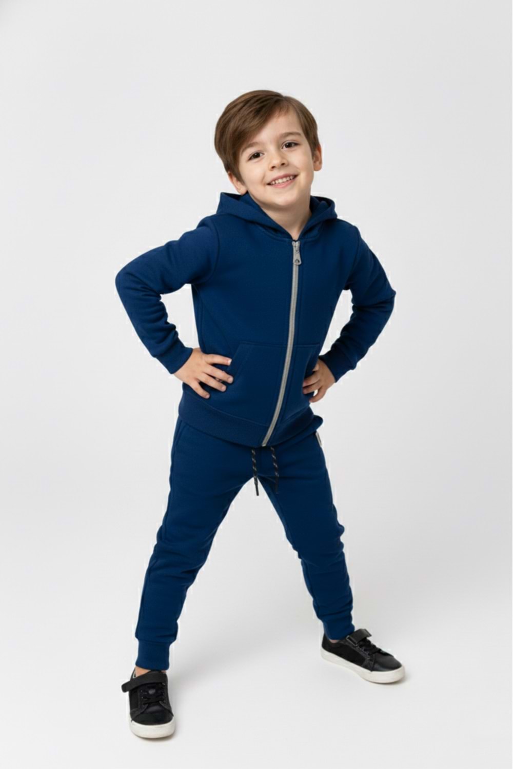 Erkek Çocuk Fermuar Kapamalı Kapüşonlu Mevsimlik Eşofman Takımı M00765