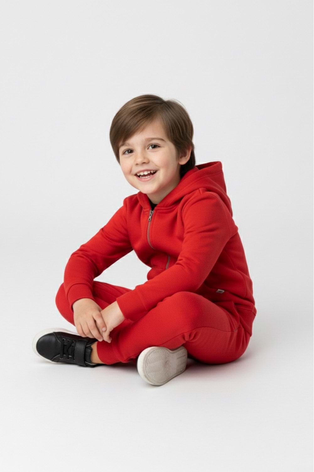 Erkek Çocuk Fermuar Kapamalı Kapüşonlu Mevsimlik Eşofman Takımı M00765