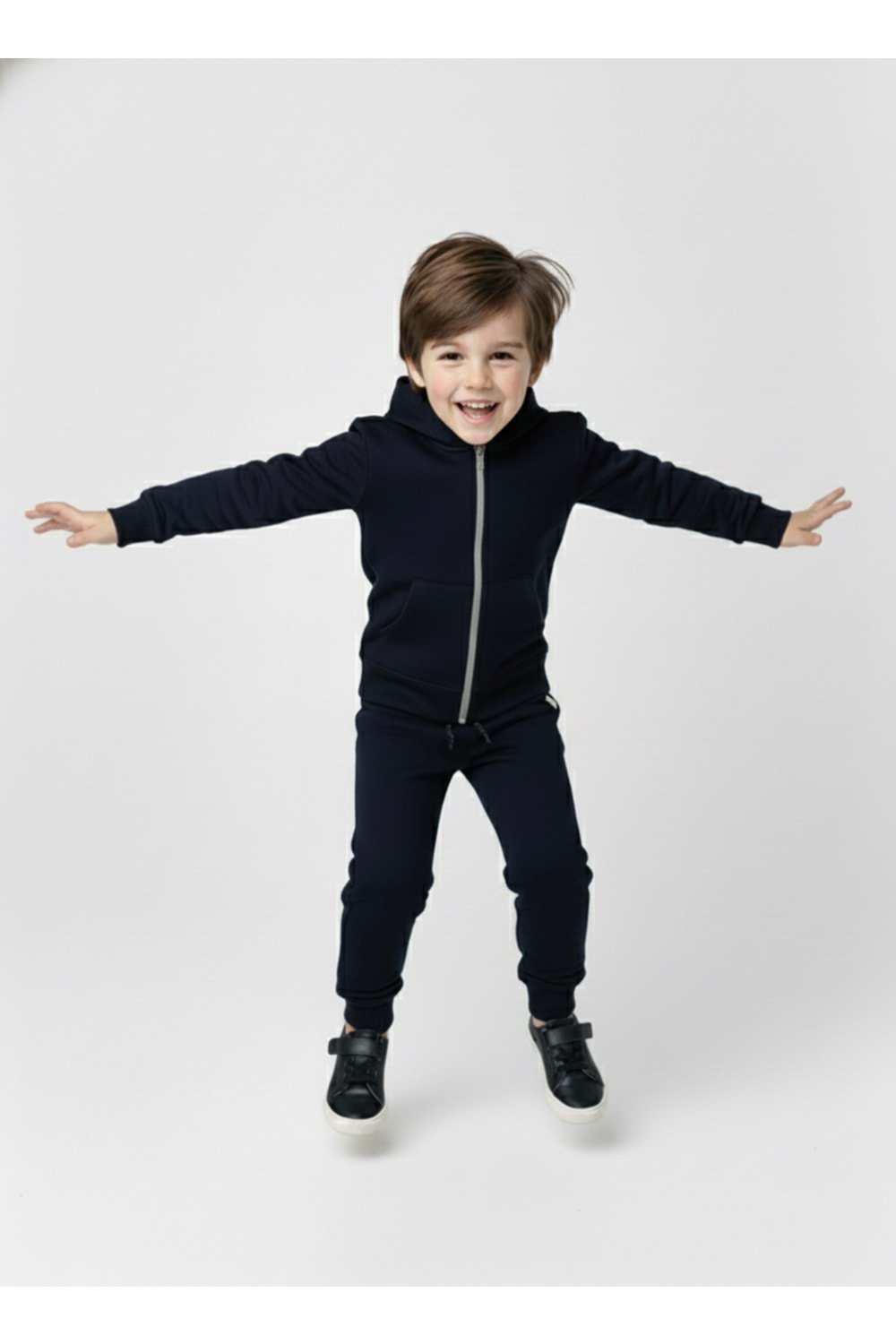 Erkek Çocuk Fermuar Kapamalı Kapüşonlu Mevsimlik Eşofman Takımı M00765