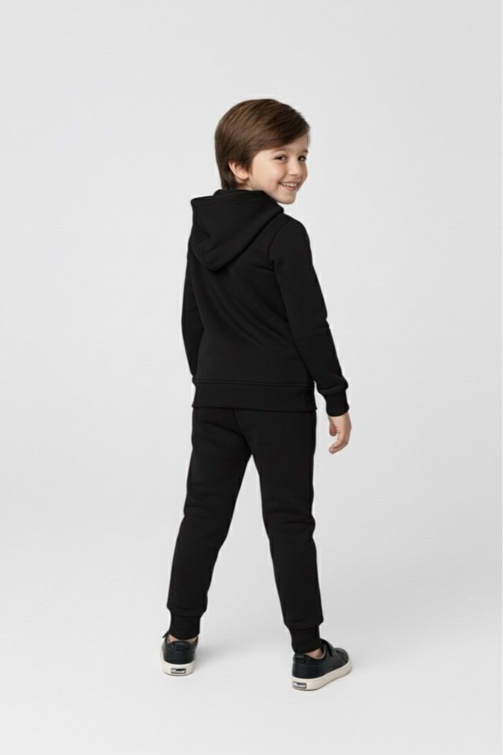 Erkek Çocuk Fermuar Kapamalı Kapüşonlu Mevsimlik Eşofman Takımı M00765