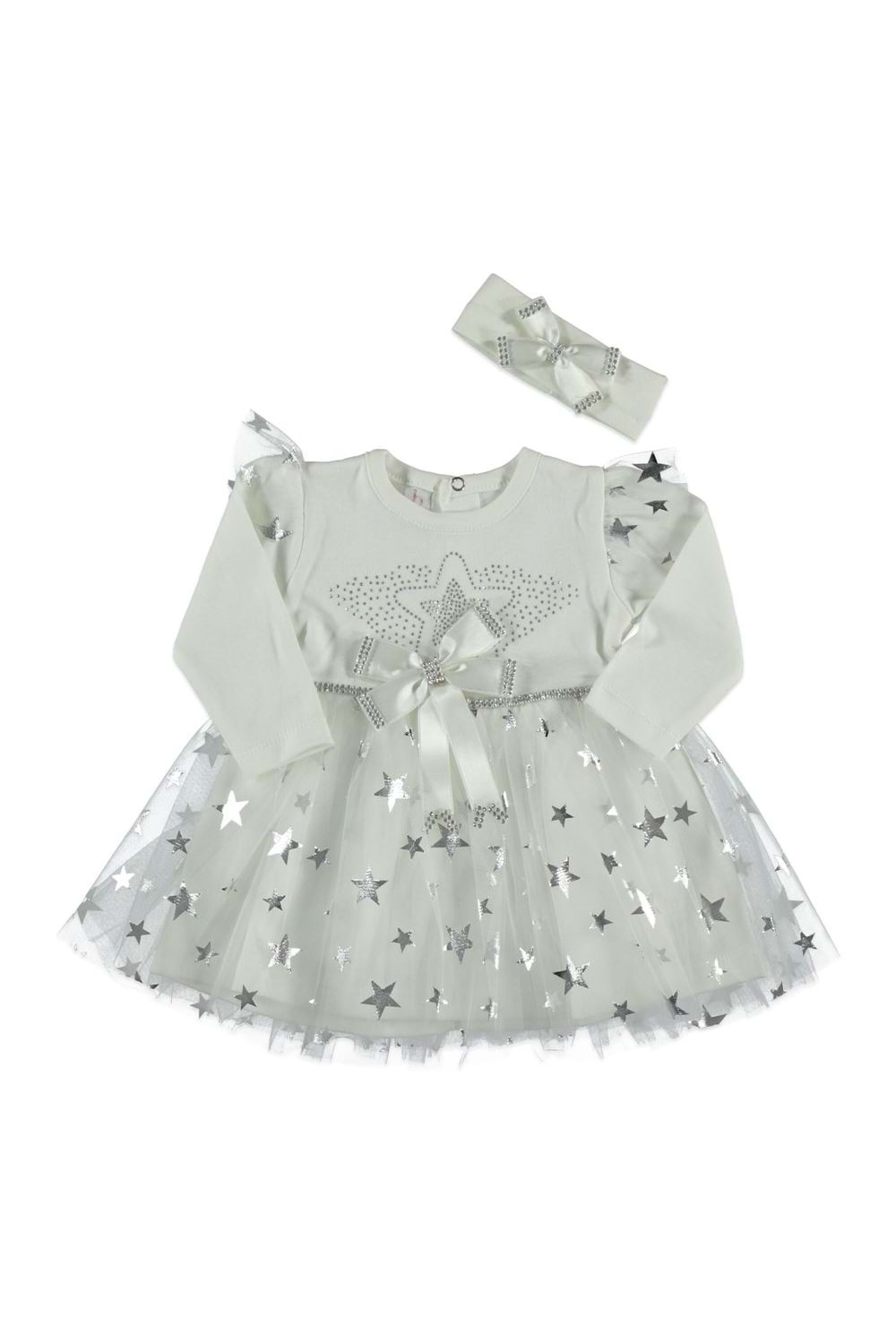 Kız Bebek Tütü Varaklı Saç Bantlı Elbise M00766