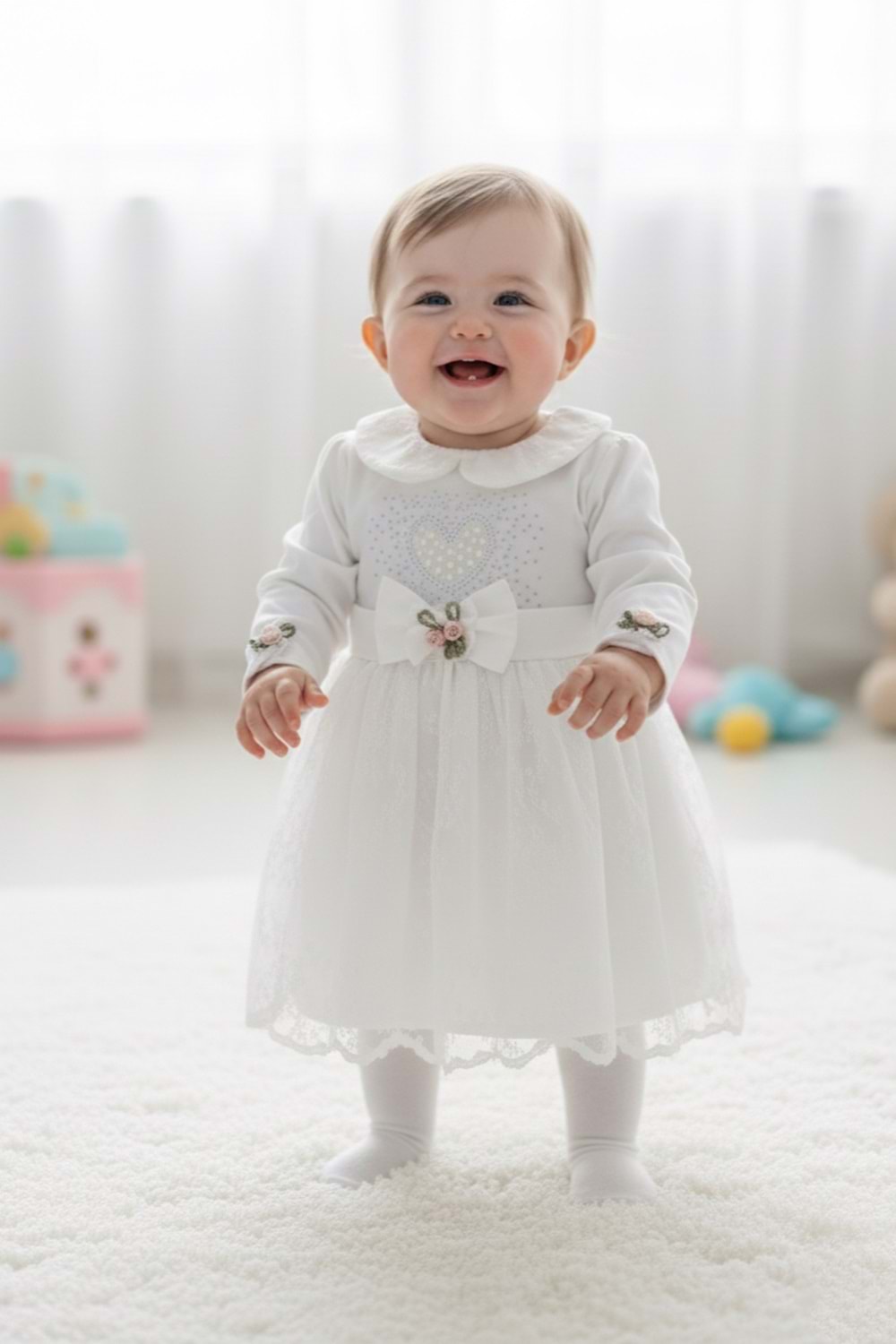 Kız Bebek Taşlı Dantel Mevlit Elbise M00767