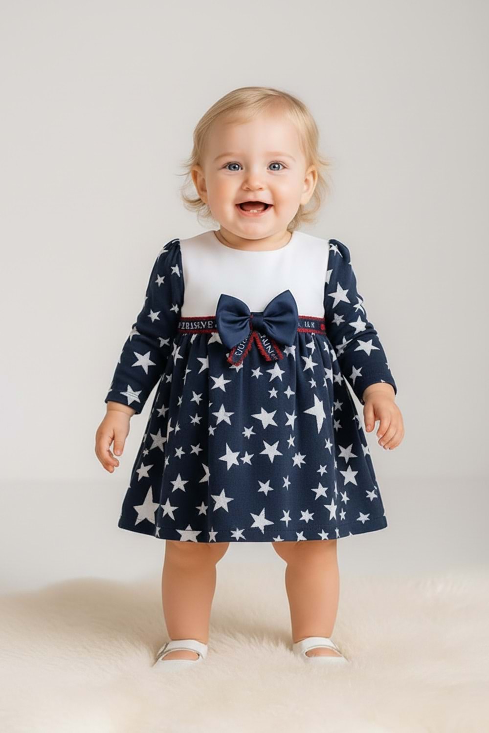 Yıldız Desen Kız Bebek Günlük Elbise M00769