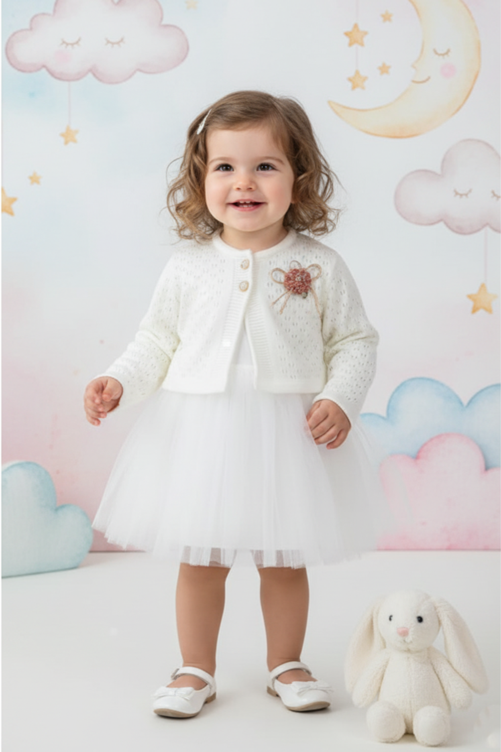 Triko Bolerolu Kız Bebek Elbise M00770