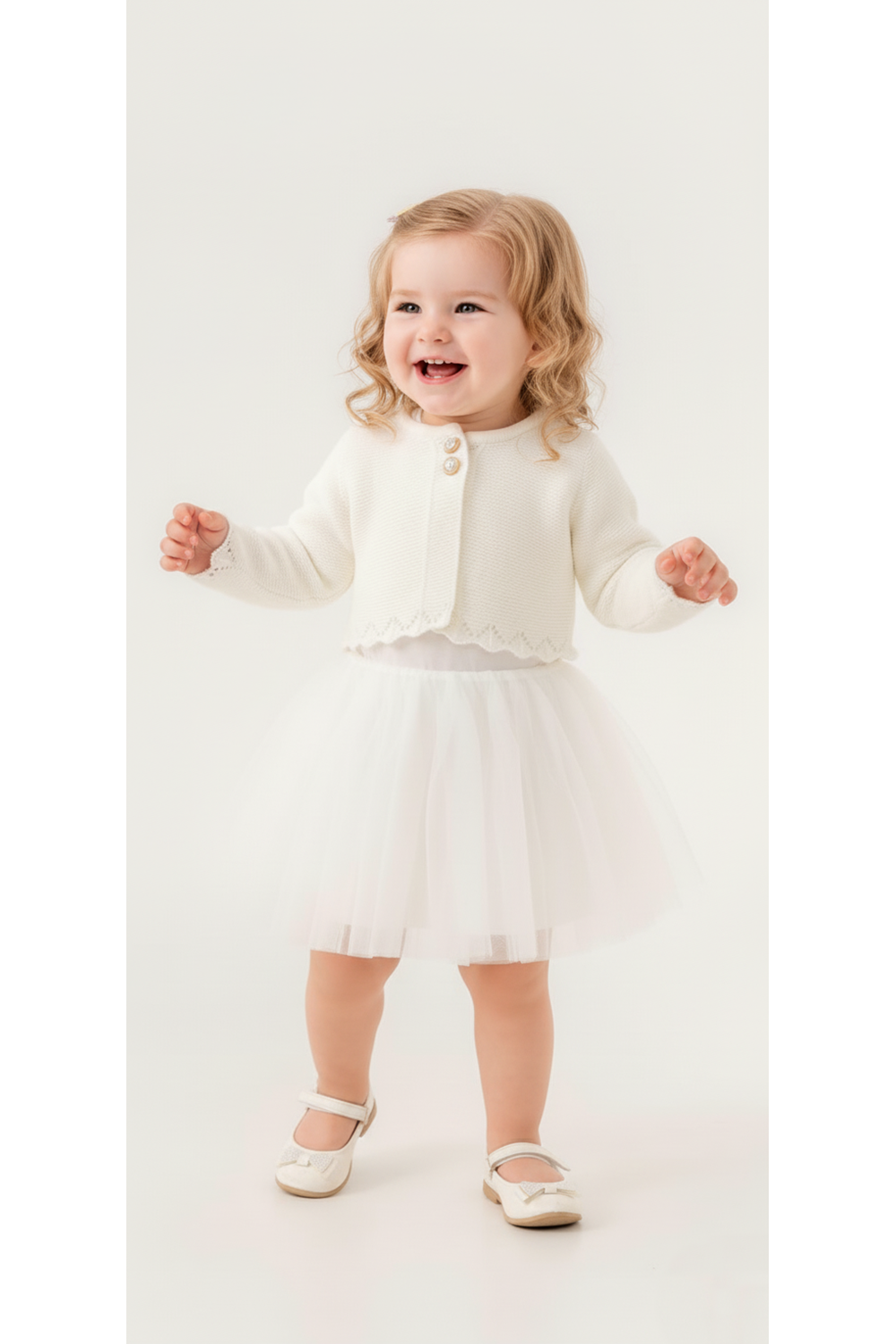 Triko Bolerolu Kız Bebek Elbise M00772