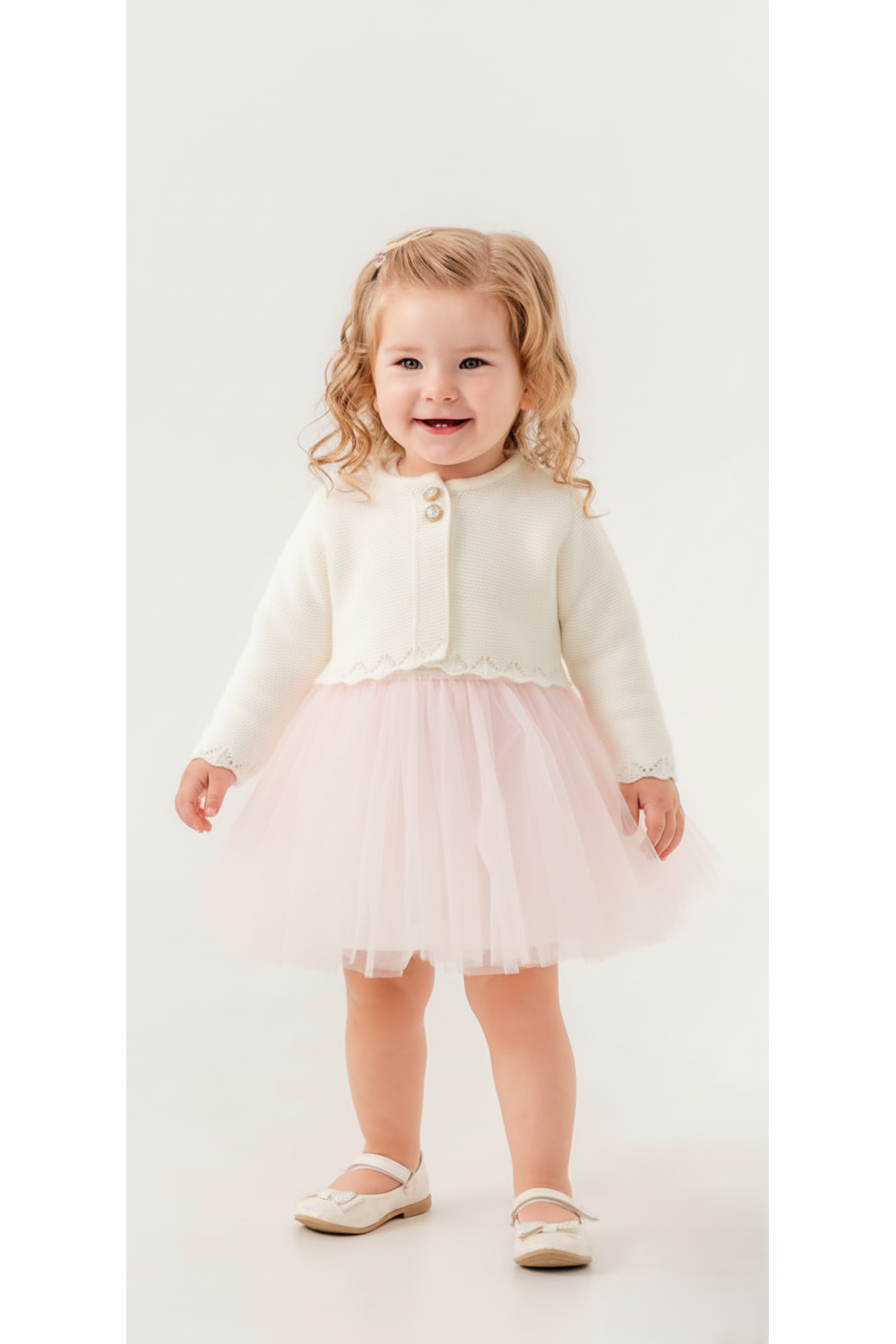 Triko Bolerolu Kız Bebek Elbise M00772