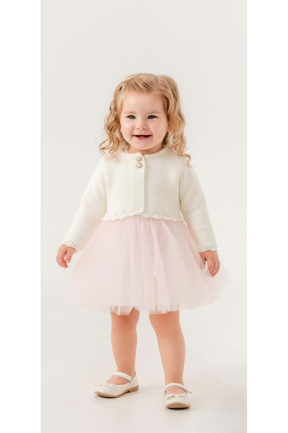 Triko Bolerolu Kız Bebek Elbise M00772