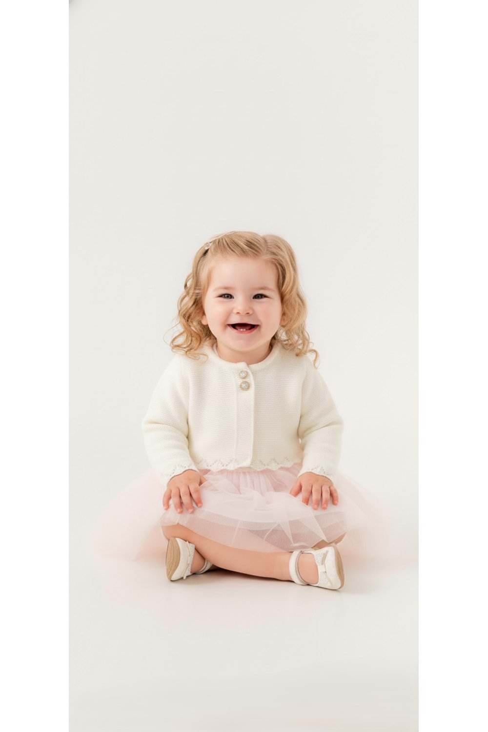 Triko Bolerolu Kız Bebek Elbise M00772