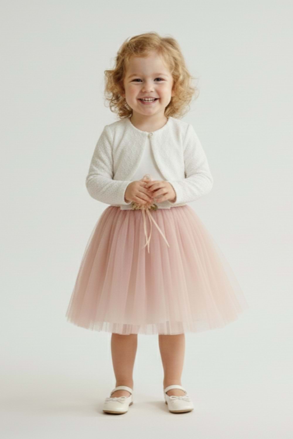 Triko Bolerolu Bel Çiçekli Kız Bebek Elbise M00773