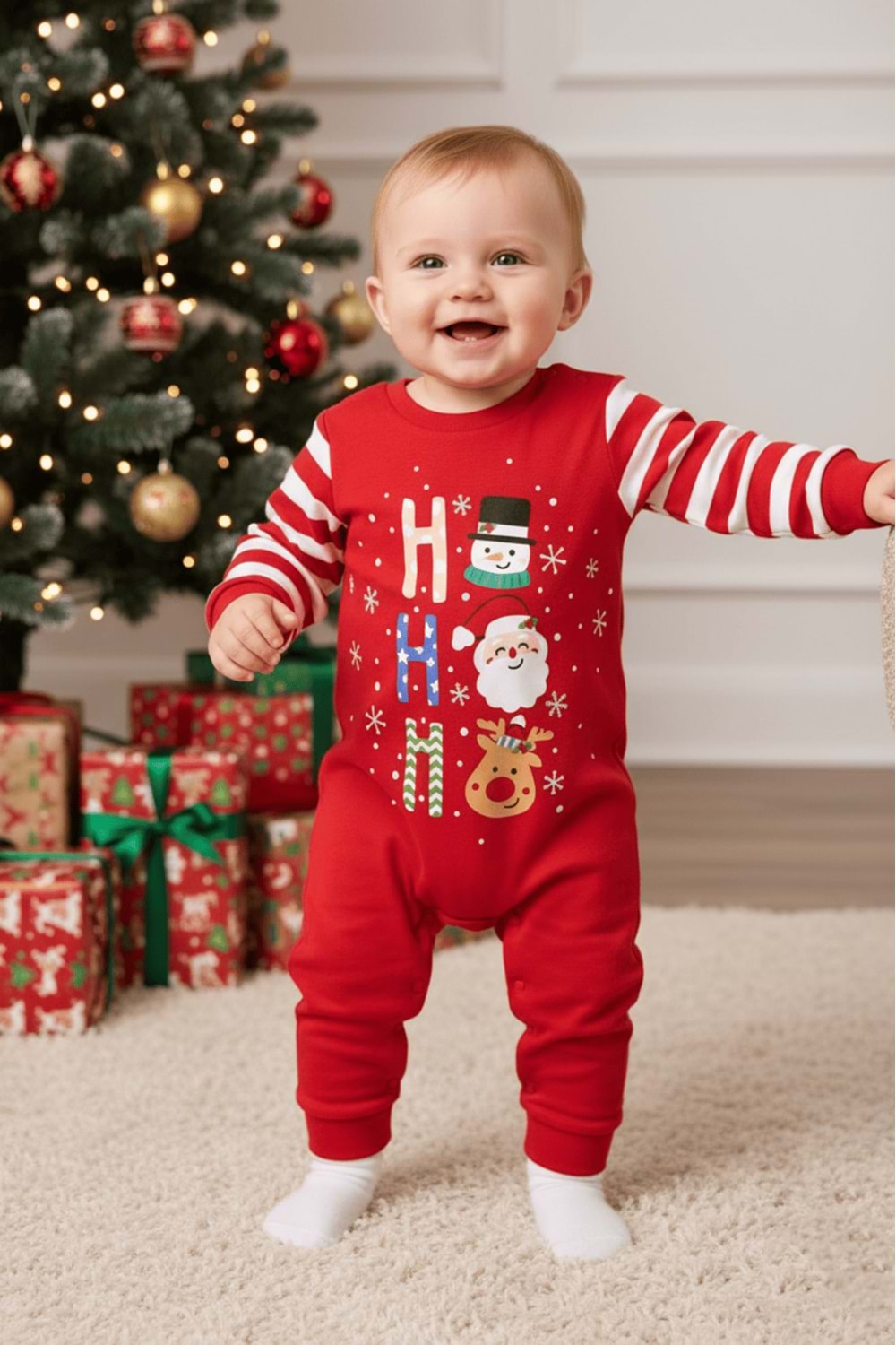 Yılbaşı Temalı Çıtçıtlı Bebek Astronot Tulum M00775