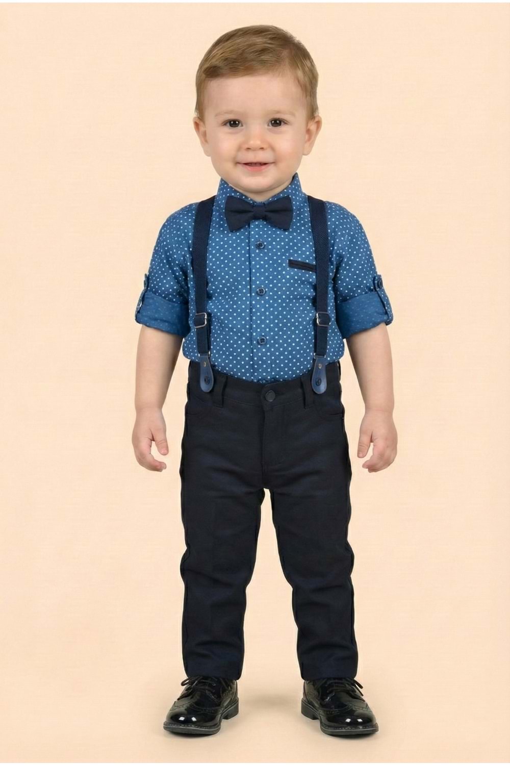 Erkek Bebek Askı Papyon Gömlek Pantolon Takım M00785
