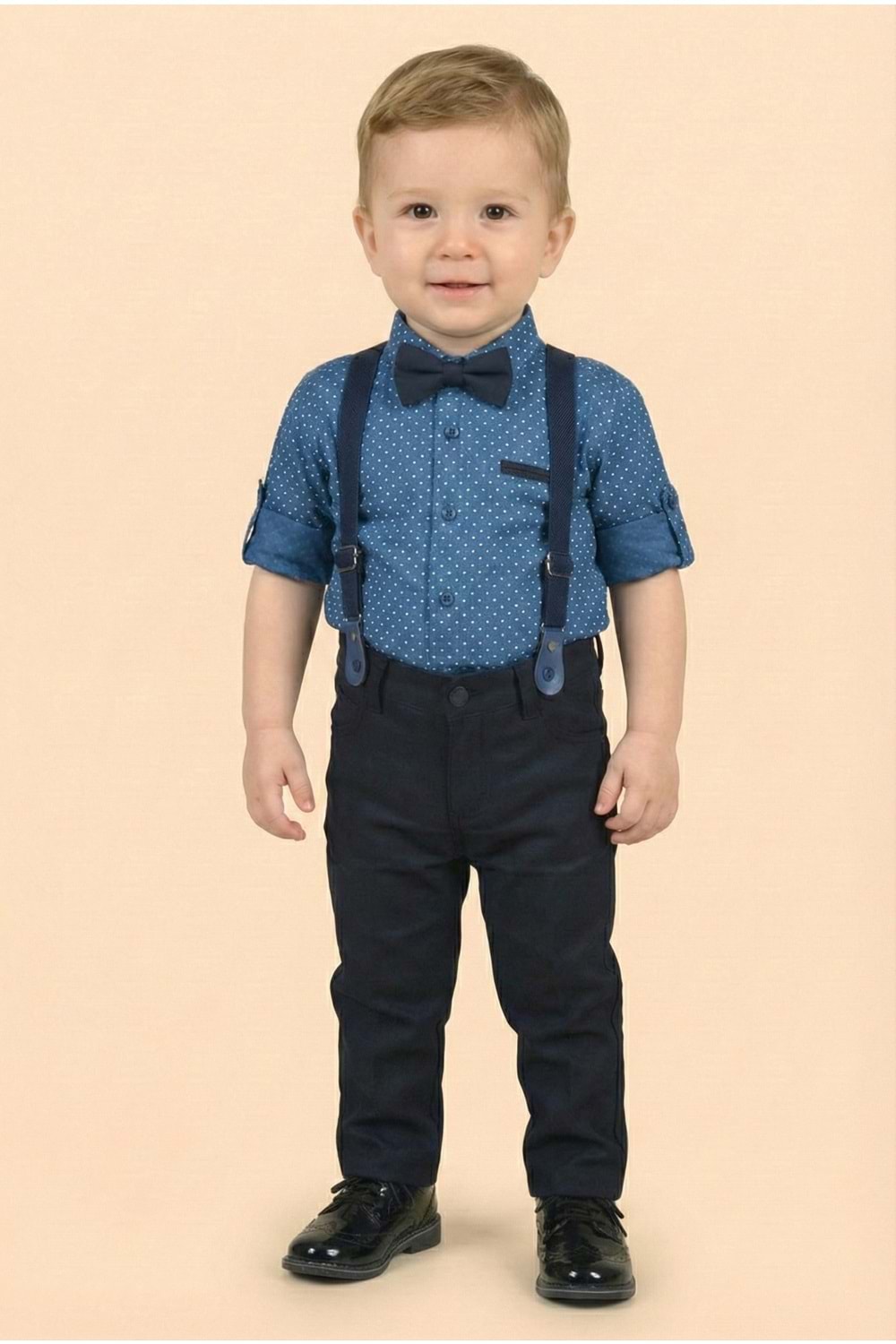 Erkek Bebek Askı Papyon Gömlek Pantolon Takım M00785