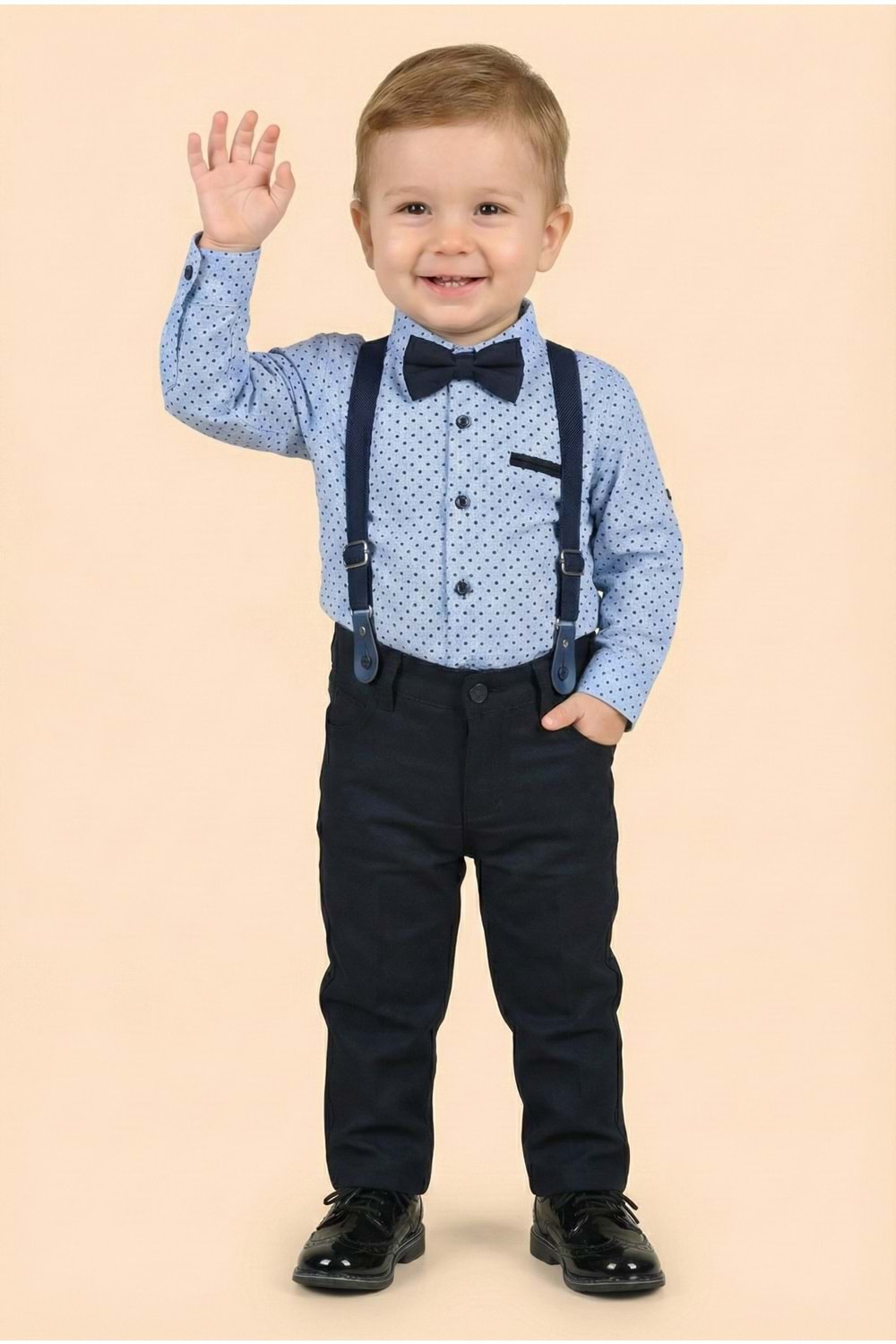 Erkek Bebek Askı Papyon Gömlek Pantolon Takım M00785