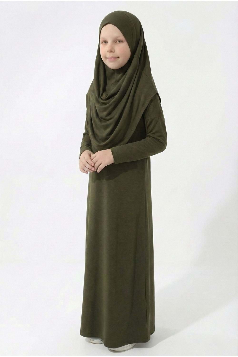 Pratik Başörtülü Kız Çocuk Namaz Elbisesi M00789