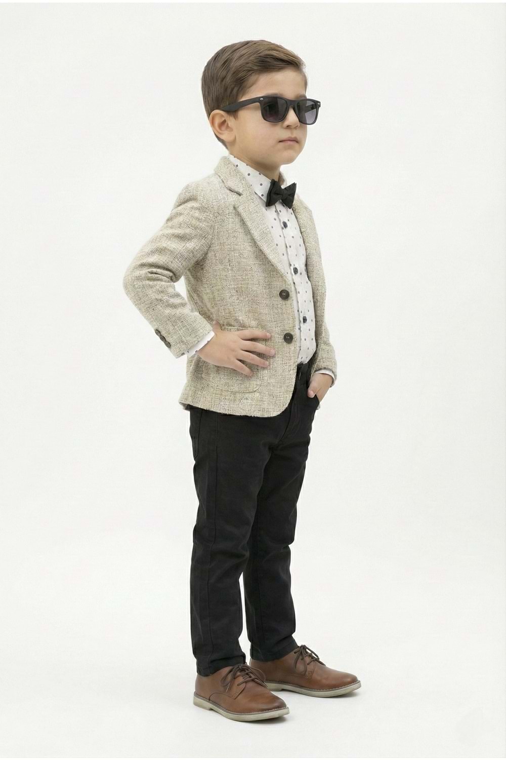 Blazer Ceketli Gömlekli Erkek Çocuk Spor Takım Elbise M00792
