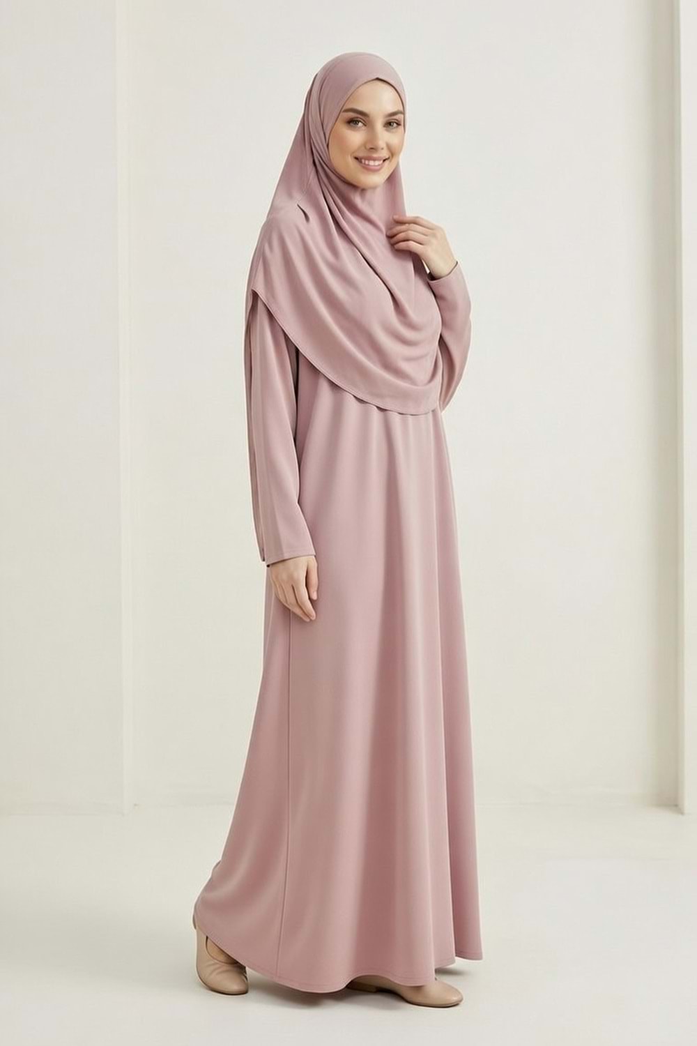 Pratik Başörtülü Kadın Namaz Elbisesi M00802