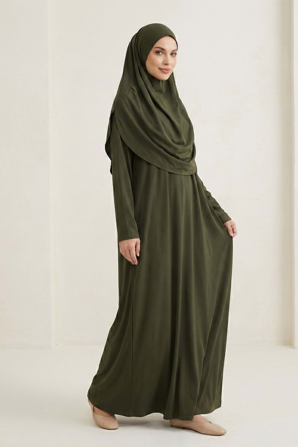 Pratik Başörtülü Kadın Namaz Elbisesi M00802