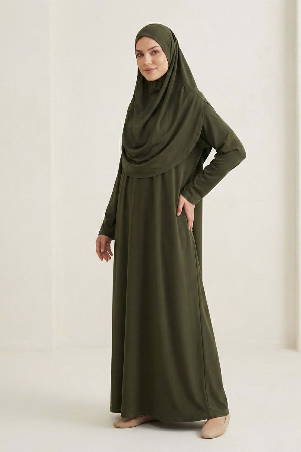 Pratik Başörtülü Kadın Namaz Elbisesi M00802