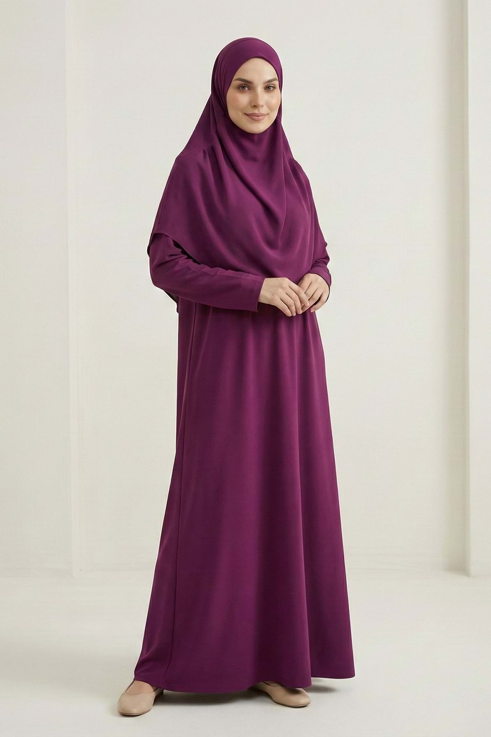 Pratik Başörtülü Kadın Namaz Elbisesi M00802