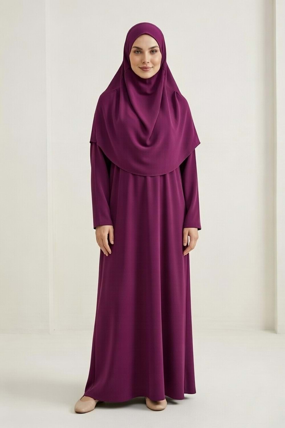 Pratik Başörtülü Kadın Namaz Elbisesi M00802