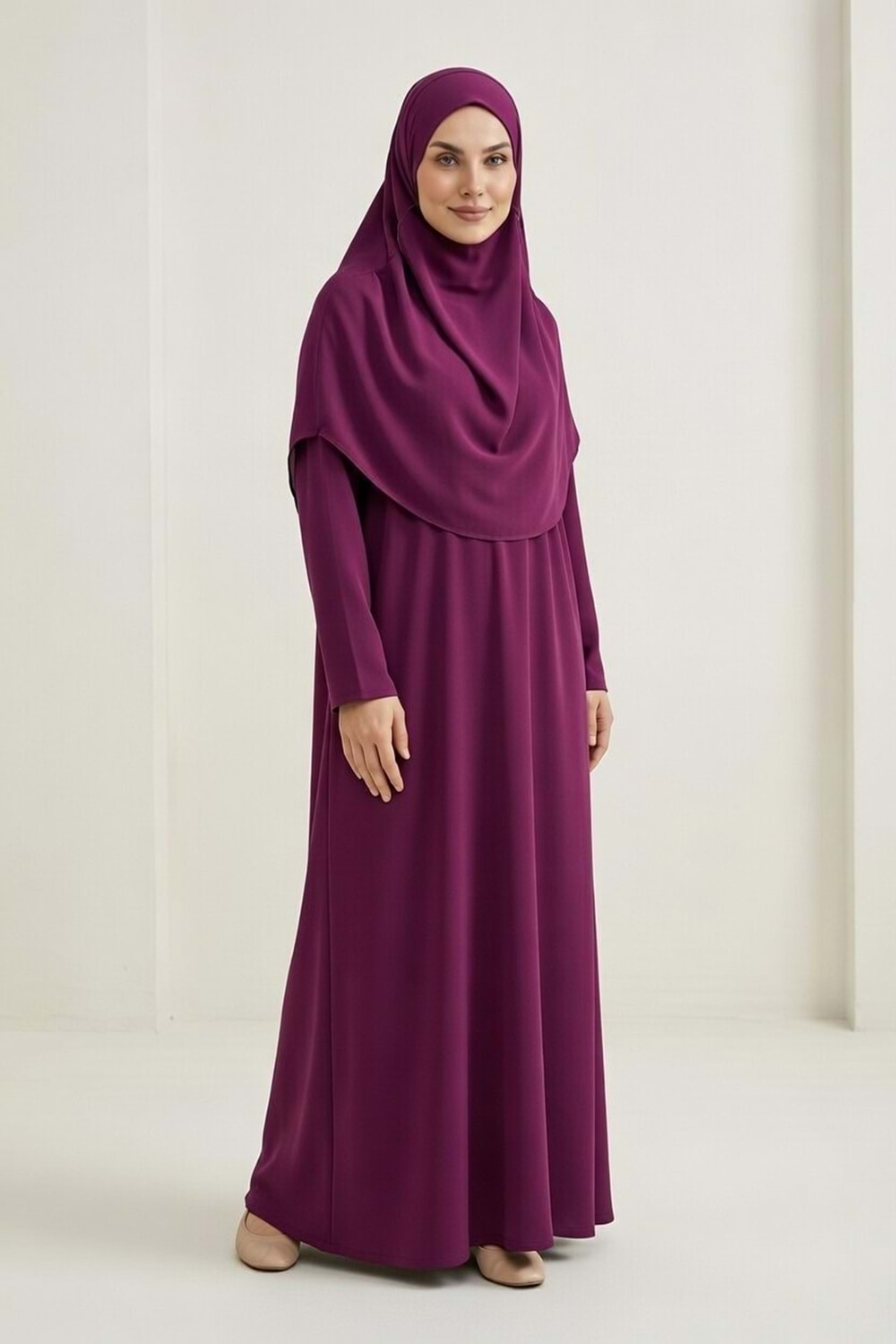 Pratik Başörtülü Kadın Namaz Elbisesi M00802