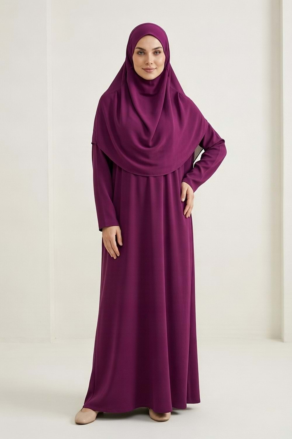 Pratik Başörtülü Kadın Namaz Elbisesi M00802