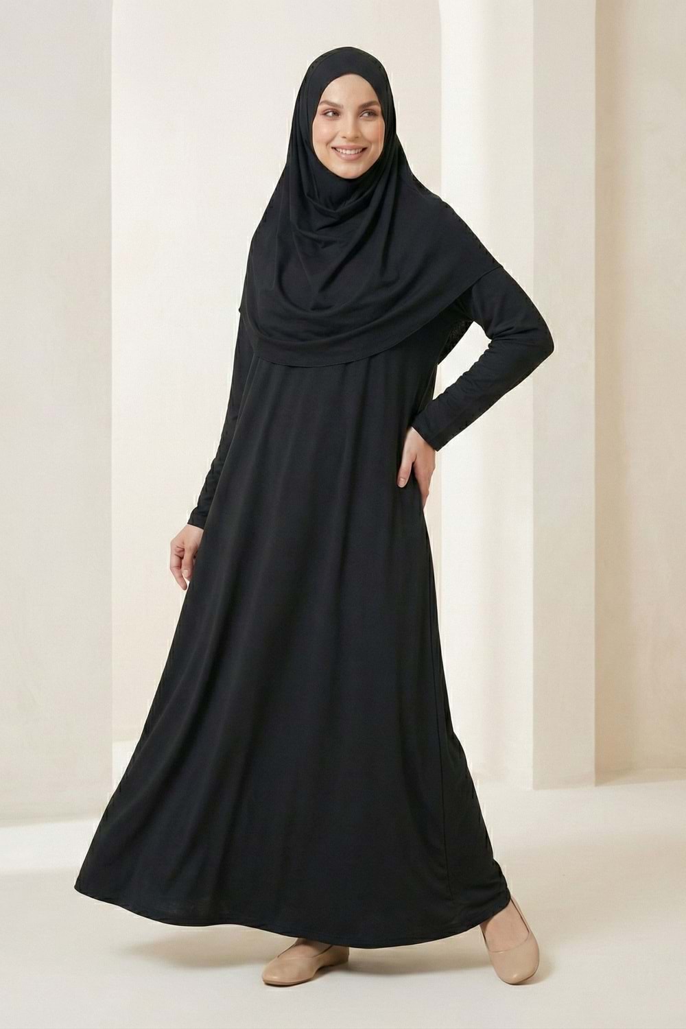 Pratik Başörtülü Kadın Namaz Elbisesi M00802