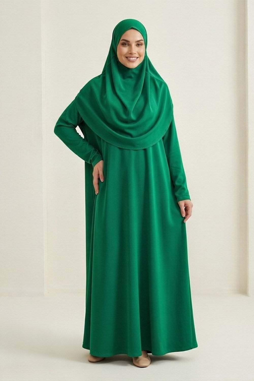 Pratik Başörtülü Kadın Namaz Elbisesi M00802